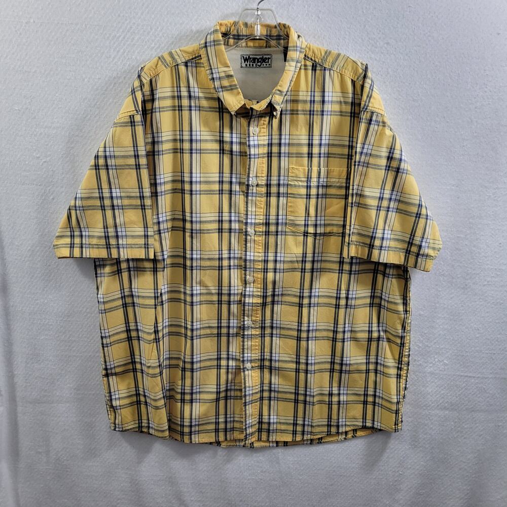 Wrangler Hero Men's Yellow Plaid button Front Shirt Size XL 12324-0637